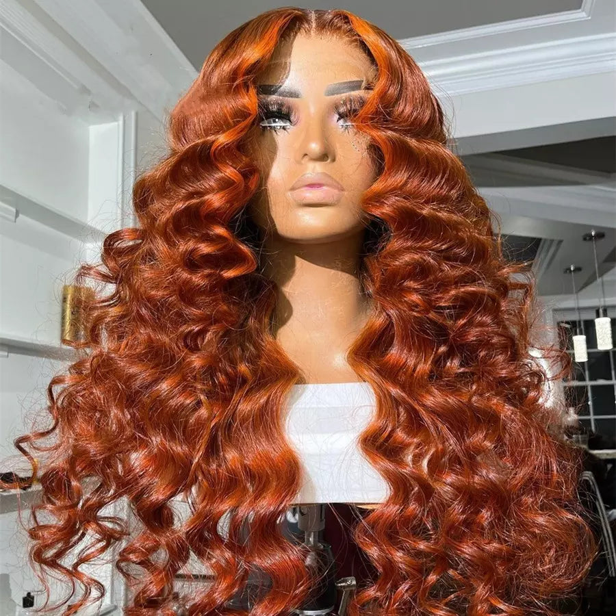 13x4 Transparent Lace Ginger/99J Straight Wig