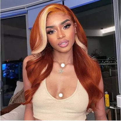 13x4 Transparent Lace Ginger w/ Blonde Highlight Wig - Litty & Pretty