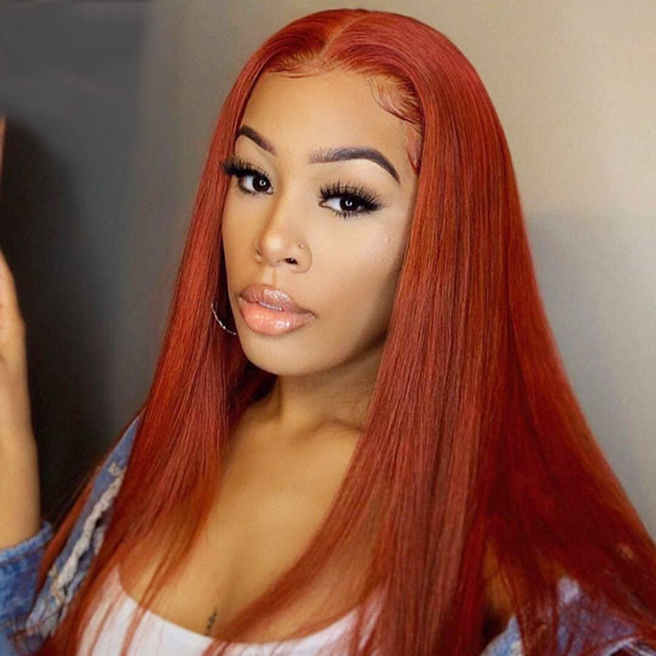 13x4 Transparent Lace Ginger/99J Straight Wig - Litty & Pretty