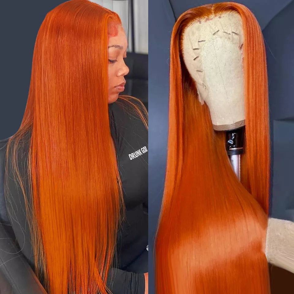 13x4 Transparent Lace Ginger/99J Straight Wig - Litty & Pretty