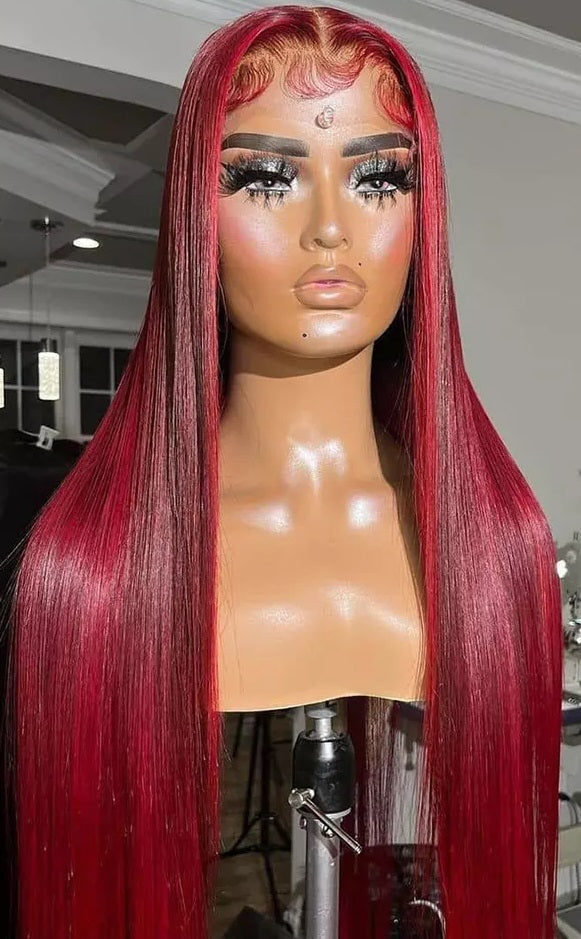 13x4 Transparent Lace Ginger/99J Straight Wig - Litty & Pretty