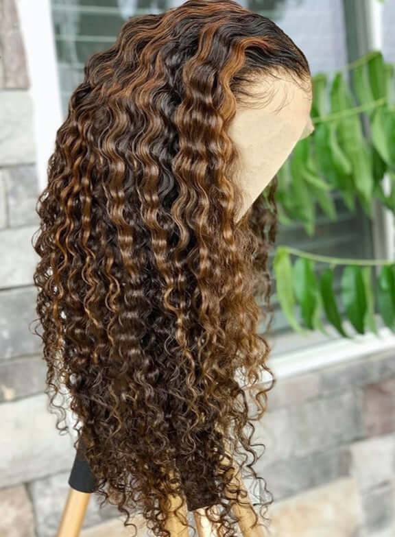 13x4 HD Lace Deep Wave Honey Brown Wig - Litty & Pretty