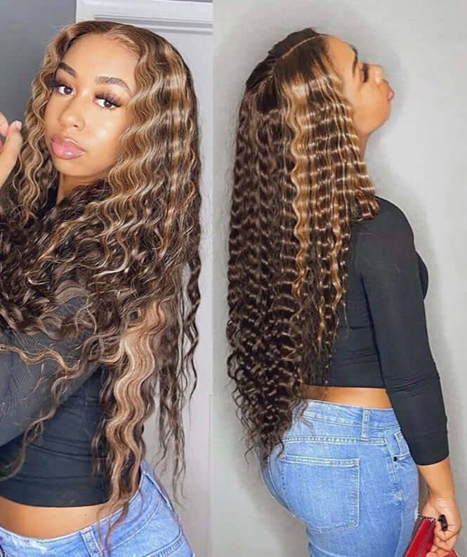 13x4 HD Lace Deep Wave Honey Brown Wig - Litty & Pretty