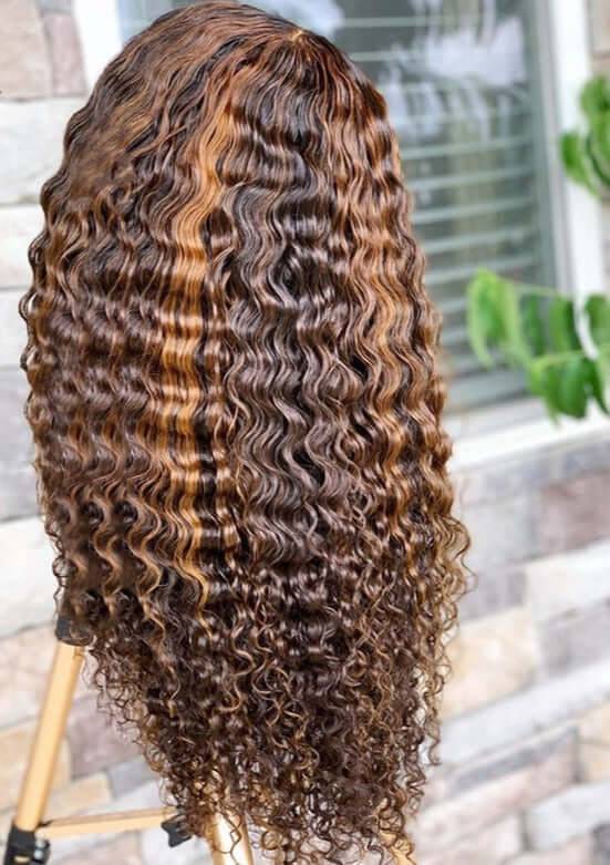 13x4 HD Lace Deep Wave Honey Brown Wig - Litty & Pretty