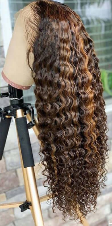 13x4 HD Lace Deep Wave Honey Brown Wig - Litty & Pretty