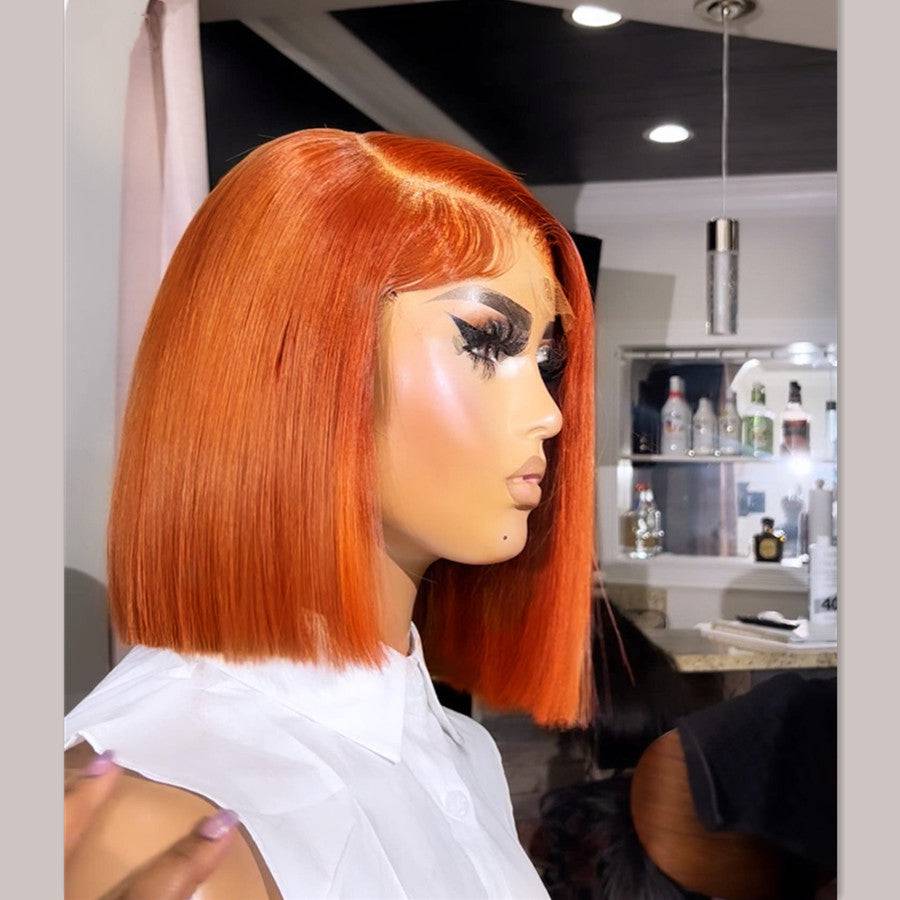 13x4 Transparent Lace Orange Straight Bob - Litty & Pretty