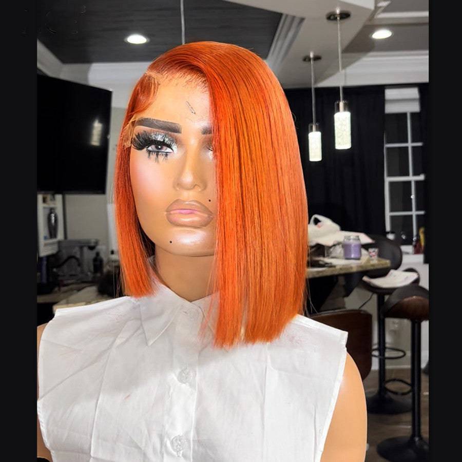 13x4 Transparent Lace Orange Straight Bob - Litty & Pretty