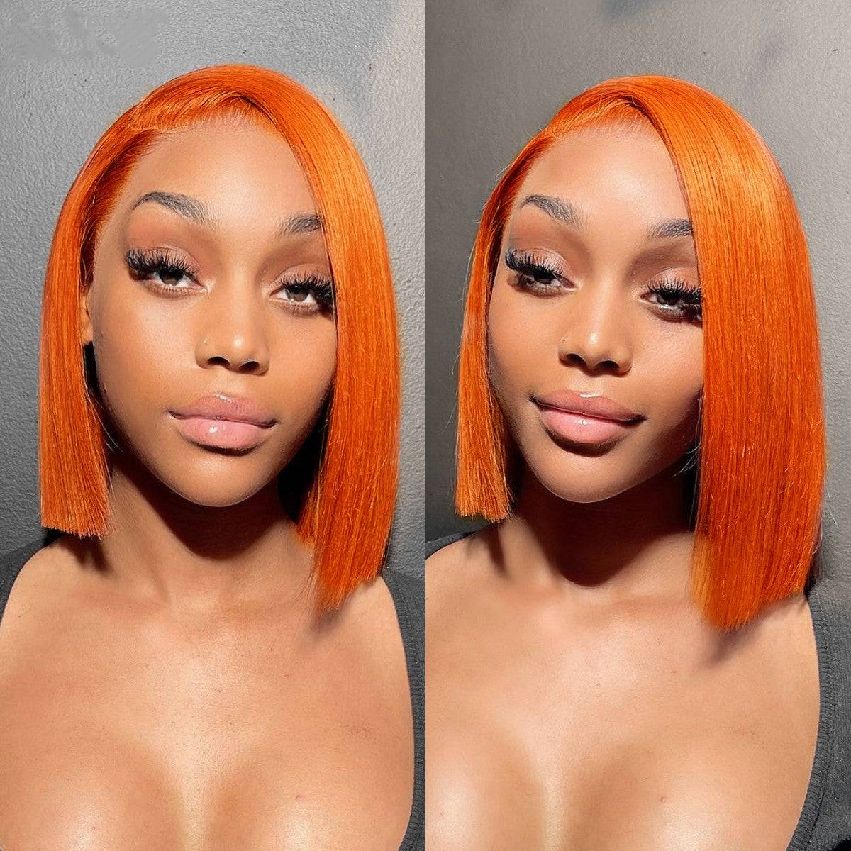 13x4 Transparent Lace Orange Straight Bob - Litty & Pretty