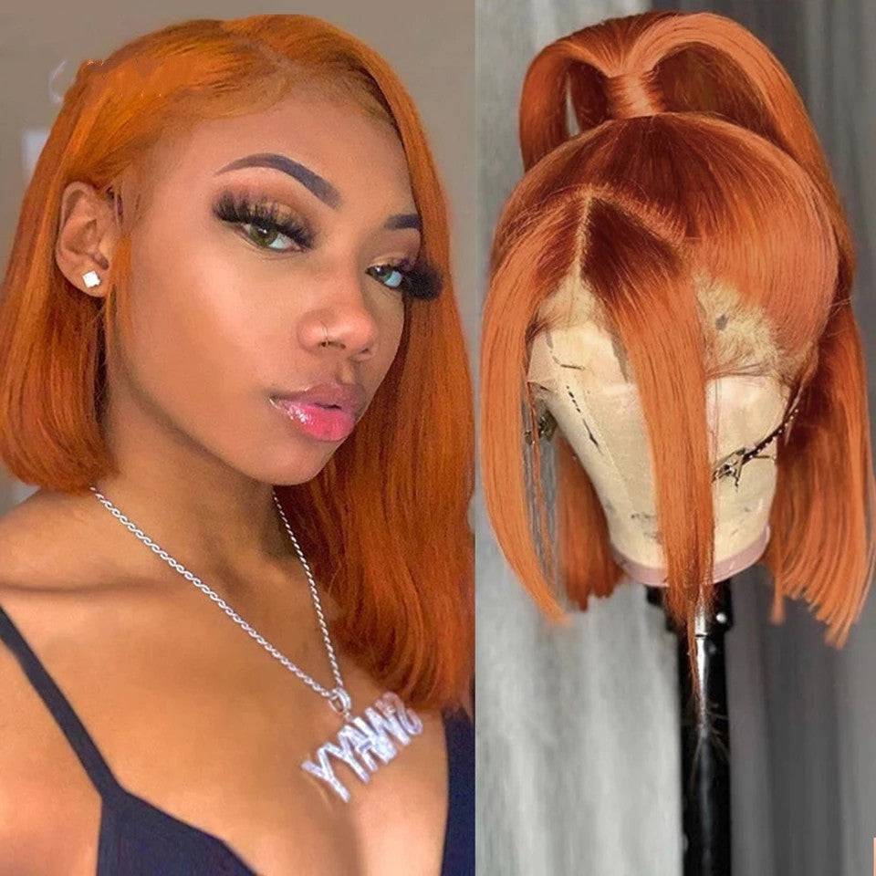 13x4 Transparent Lace Ginger Straight Bob Wig - Litty & Pretty