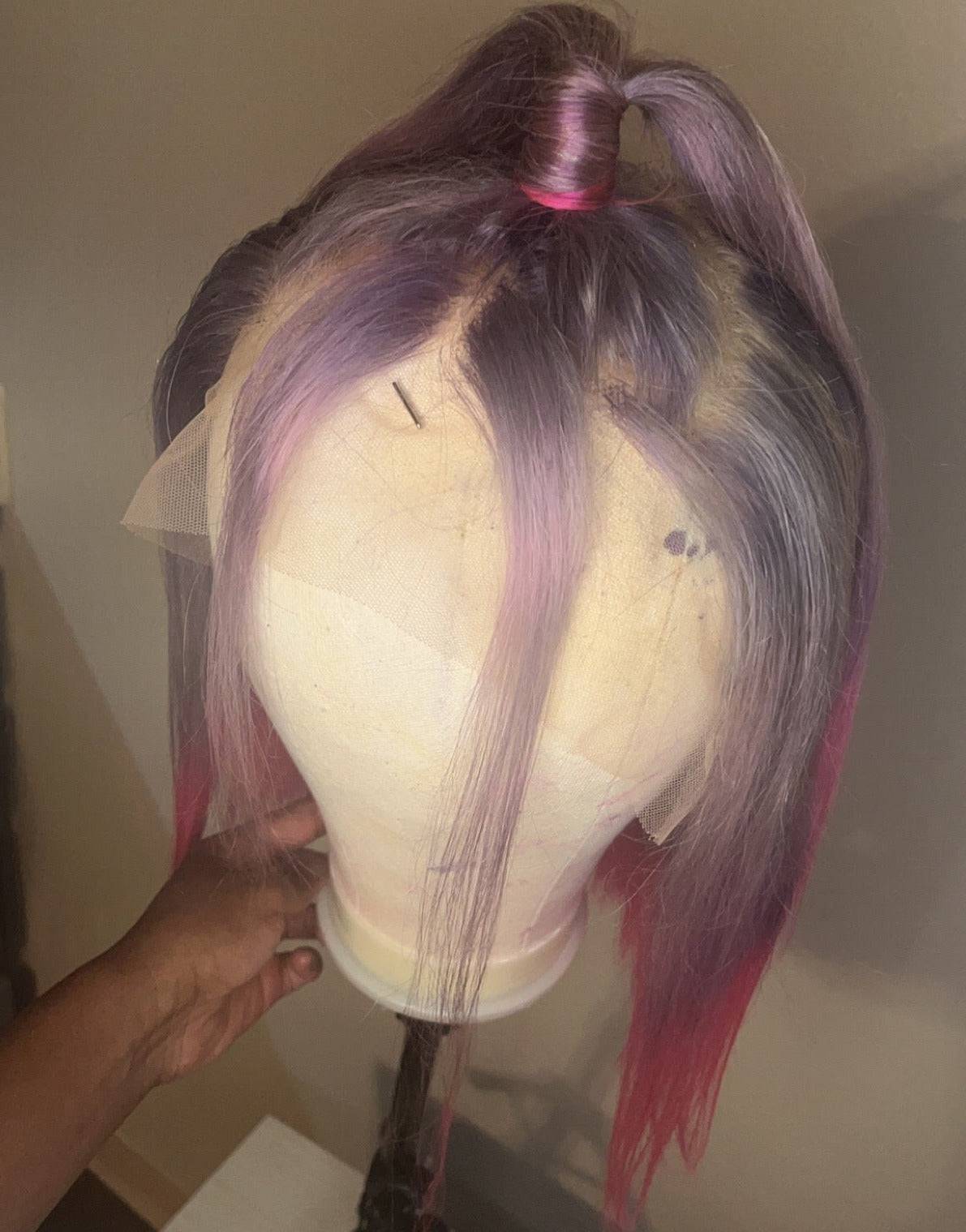 13x4 Transparent Lace Pink & Purple Ombré Straight Bob Wig - Litty & Pretty