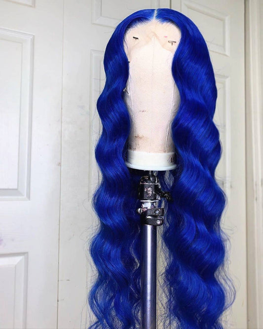 13x4 Transparent Lace Royal Blue Body Wave Wig - Litty & Pretty