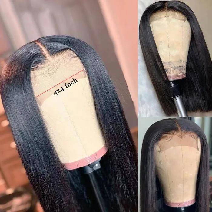 4x4 HD Lace Closure Virgin Human Hair Straight Bob Wig - Litty & Pretty